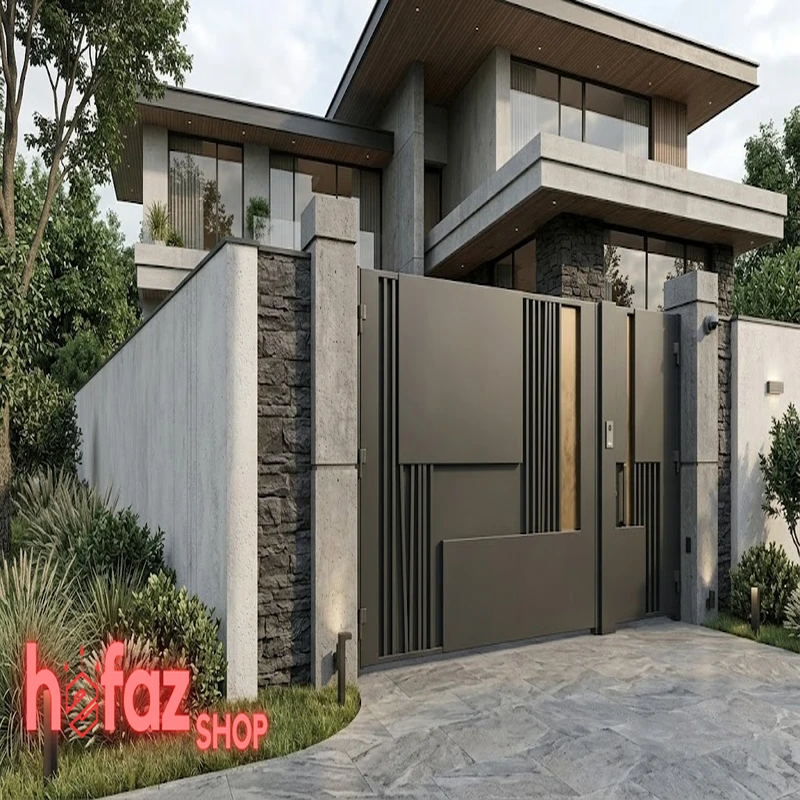 عکس درب حیاط خانه ویلایی با رنگ کورهای و جوش CO2