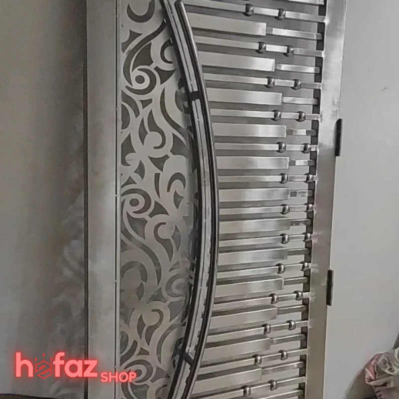 مدل حفاظ درب آپارتمان استیل 304 طرح دار مناسب ورودی مدرن