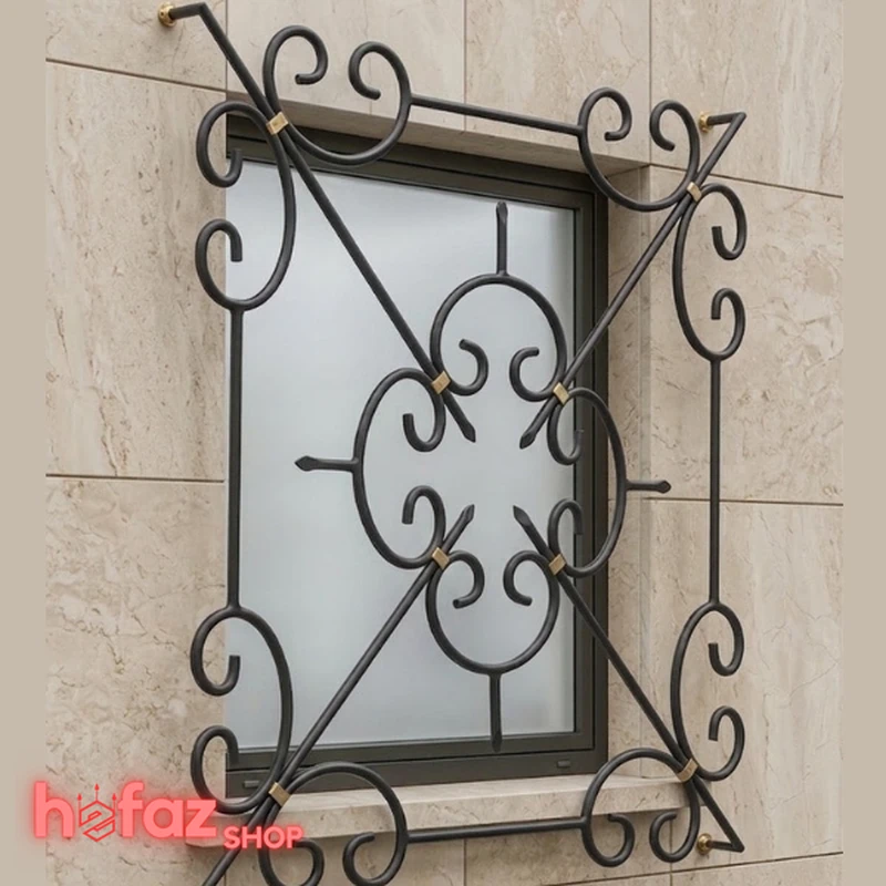 خرید نرده پنجره فرفورژه طرح گل مرکزی