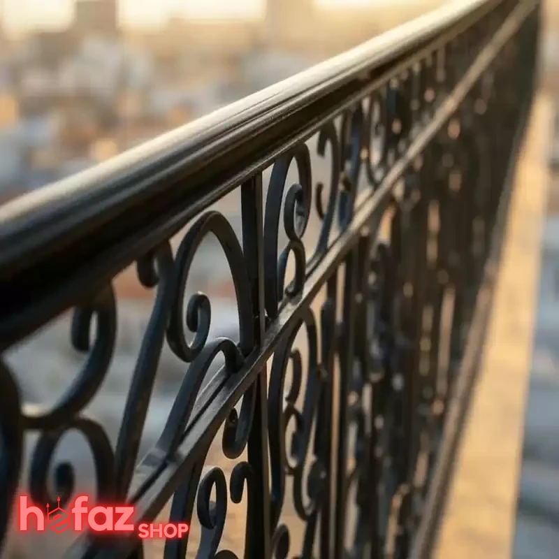 نرده تراس طرح فرفورژه مشکی