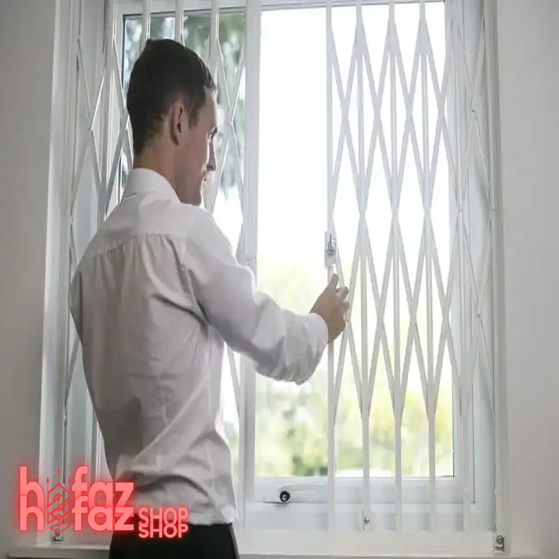 حفاظ پنجره بازشو آکاردئونی دو گل (دو ردیف لوزی)