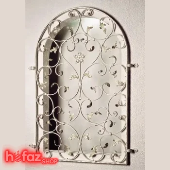 حفاظ پنجره فرفورژه اسلیمی پتینه دار طرح ملکه
