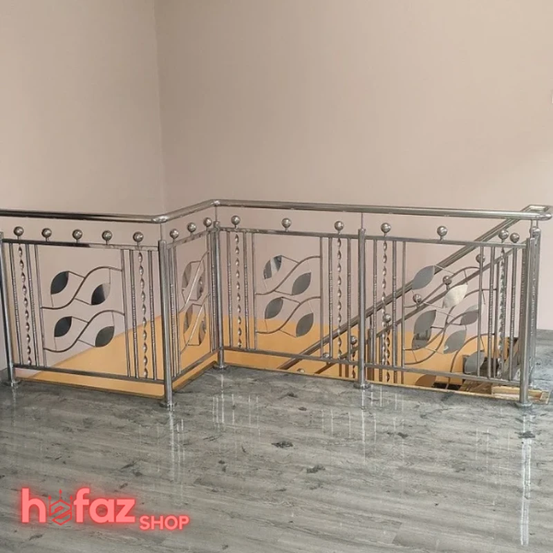 نرده راه پله استیل طرح‌دار
