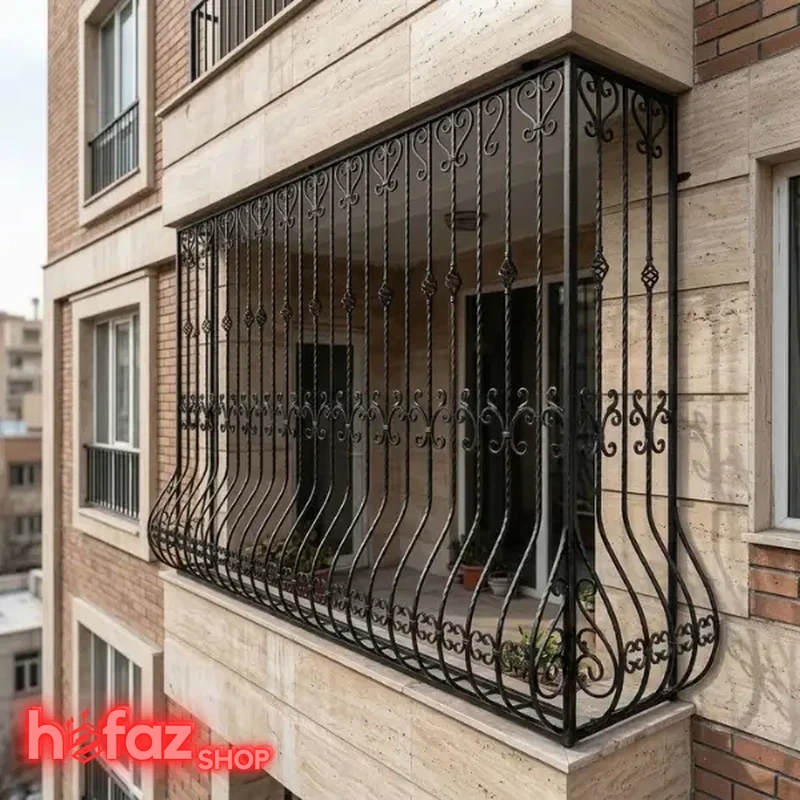 حفاظ بالکن فرفورژه طرح گلدانی