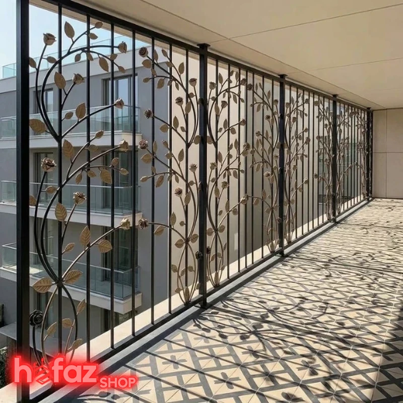 حفاظ بالکن فرفورژه طرح گل رز