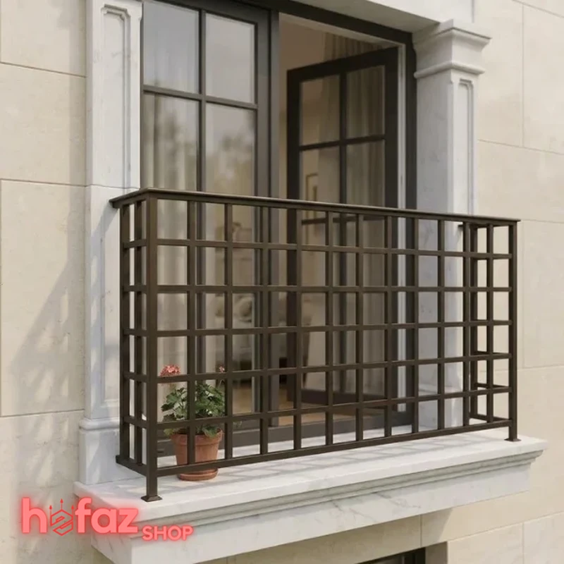 نرده بالکن فلزی طرح مربعی