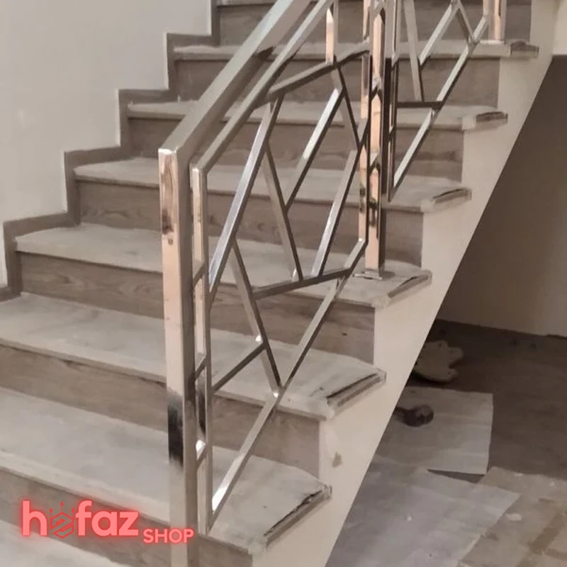 نمونه مدل جدید نرده استیل طرح دار ساختمان