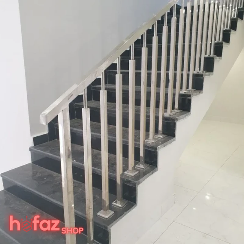 اجرای نرده استیل افقی راه پله مدرن