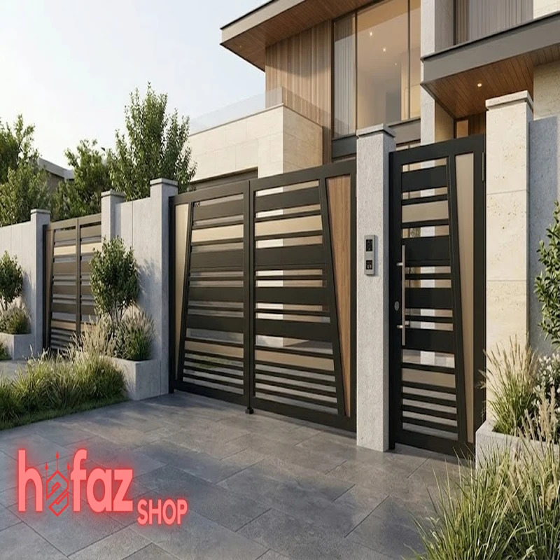 عکس درب حیاط ویلایی جدید مدل استراتا با قابلیت نصب جک برقی